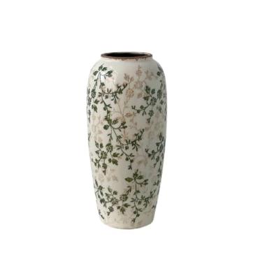 Imagem de Vaso de cerâmica cilíndrica vintage, arranjo de flores para sala de estar, flor seca/vaso decorativo hidropônico (grande)