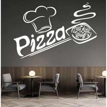Imagem de Adesivo de parede de vinil de restaurante italiano pizzaria cozinha vitrine vitrine vidro loja recrutamento adesivo interior branco 100 x 70 cm