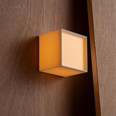 Imagem de Luminária de parede Wabi Sabi Art Wall Sconce Iluminação Quadrada Interna Com Fio Lateral Luminária de Parede Estilo Japonês Retro Café Corredor Luminária de Parede, E27 Elegante Branco/Linh