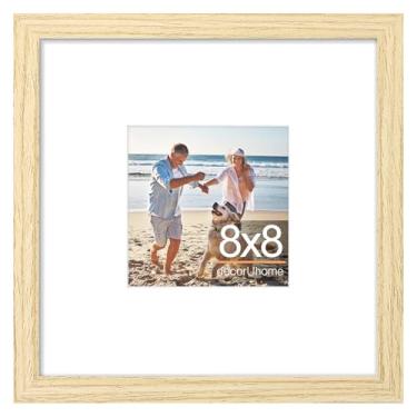 Imagem de decorUhome Porta-retrato 20 x 20 cm, exiba imagens 10 x 10 cm com tapete ou 20 x 20 cm sem tapete, moldura de parede e mesa, natural, 1 pacote