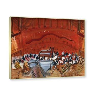 Imagem de NHLDZYH Moldura champanhe. Folhas impressionistas, (Orquestra Vermelha com Timbaleiro) de Raoul Dufy, reprodução de quadros, quadros de pinturas famosas, imagem murais quartos. 30x36cm
