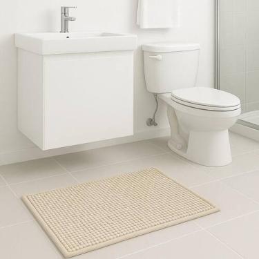 Imagem de Tapete de Banheiro 40x60 Antiderrapante Microfibra Bolinha - Total Hom