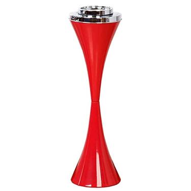 Imagem de Cinzeiro de pé com tampa para remoção de cinzas de cigarros no pátio de casa - cinzeiro de varanda à prova de vento - interior exterior (cor: Rosso, tamanho: 16,5 x 58 cm)