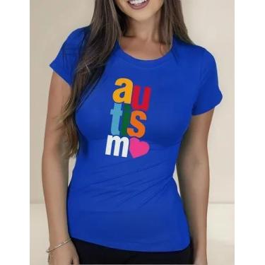 Imagem de Camiseta Camisa Adulto Feminina Masculina Algodão Campanha Abril Azul 
