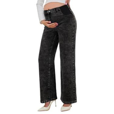 Imagem de Calças de maternidade BLENCOT Wide Leg Pregnancy Jeans pretas