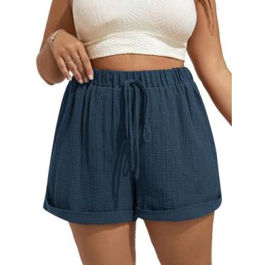 Imagem de Shorts largos MakeMechic Haze Blue Elastic Waist 3GG para mulheres