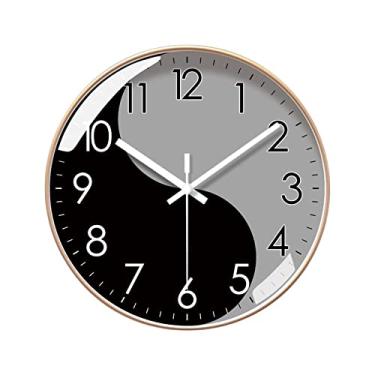 Imagem de Relógio de parede sala de estar decoração elegante relógio de parede minimalista decoração de casa relógio quarto relógio de quartzo silencioso relógios de parede (cor: moldura dourada, tamanho: 1