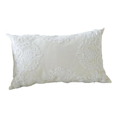 Imagem de WeiLaiKeQi Almofada decorativa de renda floral rústica elegante feita à mão, almofada francesa para sofá, cama, para sala de estar, cadeira de casamento, Renda Floral Europeia