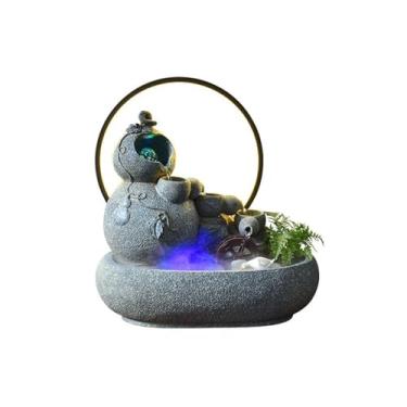Imagem de hezhuhe2258 Decoração de mesa fonte de água com pequenas fontes de cachoeira, mesa para relaxamento de meditação (azul)