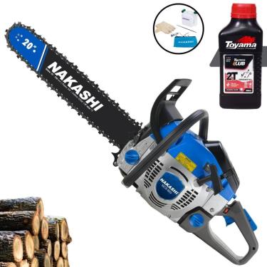 Imagem de Motorsserra Nakashi NCS-650 À Gasolina 2T 65cc Alta Rotação Motosserra Profissional Com Carcaça de Magnésio, Sabre 20 Polegadas + ÓLEO TOYAMA 2T EXTRA