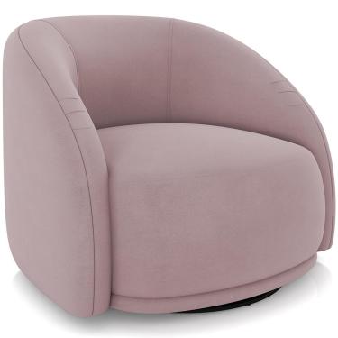 Imagem de Poltrona Decorativa Giratória Angelina M03 Veludo Rosê - Lyam Decor