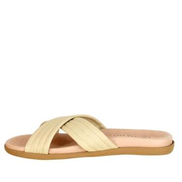 Imagem de Tamanco Feminino Beira Rio Creme Tiras Cruzadas Anatomico, Creme, 36