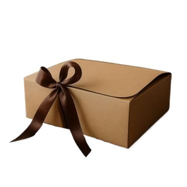 Imagem de Caixas Embalagem De Presente com Laço de Cetim 31x 25 x 8 cm Retangulares Kraft(1)