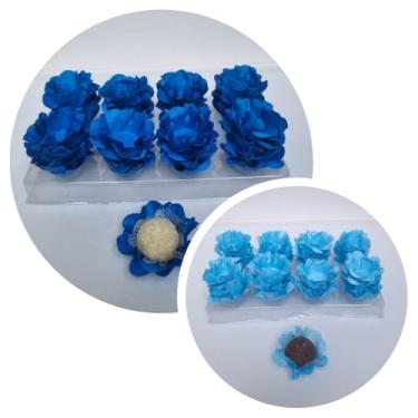 Imagem de Forminhas para Doces, 80 Peças Decorativas em Formato de Flor para Festas, Casamentos e Aniversários (Azul Royal e Azul Claro)