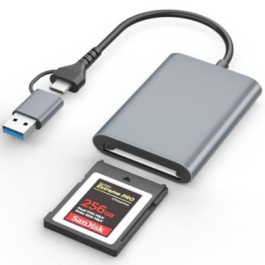 Imagem de Lecnvuo Leitor de cartão CFexpress tipo B com USB 3.2 (geração 2) 10 Gbps, USB-C&USB-A 2 em 1 CF Express adaptador de cartão tipo B, compatível com Windows/Mac/Linux/Android, para iPhone 16/15
