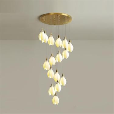 Imagem de Contemporâneo Girar Pendente Lâmpada LED Moda Criatividade Sala de Estar Restaurante Quarto Villa Hotel Edifício Duplex Candelabro (A B 16 luzes)