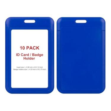 Imagem de Porta-crachá de identificação deslizante vertical - estojo de plástico rígido para cartão, bolsa protetora com janela transparente para cartões de crédito de identificação escolar, cartões de crédito