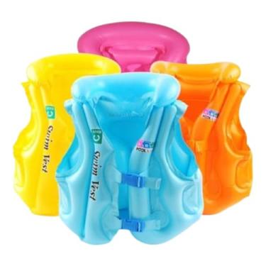 Imagem de Bóia Inflável Infantil para Meninos – Colete Flutuador Salva-Vidas Azul para Piscina e Praia, Flutuador de Segurança e Diversão