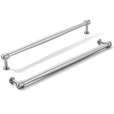 Imagem de khtumeware Pacote com 5 puxadores de armário de níquel acetinado escovado central de 12 polegadas (305 mm), alça sólida para armário de cozinha resistente, ferragens de armário para penteadeira
