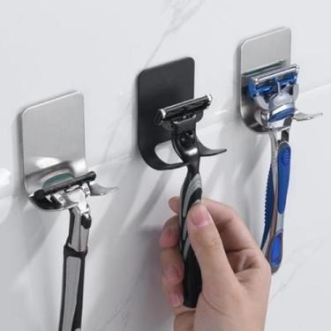 Imagem de Suporte para Lâmina de Barbear com Gancho de Parede Aço Inox e Fita 3M - Organizador para Aparelho de Barbear no Banheiro sem Precisar de Furos (2 unidades)