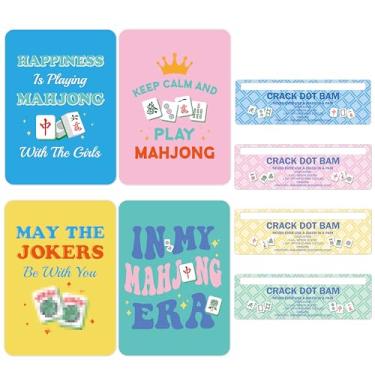 Imagem de EYxsaxenk Multicolor Mahjong Accessory - 4Set Funny Sayings Tile Mixer Shuffler Card with Guide Line Finder Card Strategy Tool Mixing Shuffling Mahjong Gift for Beginner Lover Game Night Party Supply