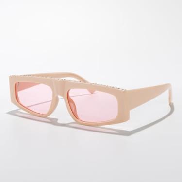 Imagem de Óculos de sol femininos quadrados grandes, armação grossa, top plano, óculos escuros, lentes siamesas, Armação rosa/lente rosa, Lens Width: 57 Millimeters