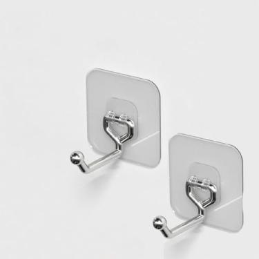 Imagem de Cabide de parede criativo para casa, autoadesivo, sem perfuração, gancho de parede de aço inoxidável, gancho de roupas (tamanho 1)