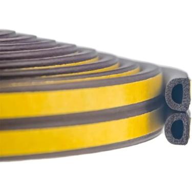 Imagem de Fita de vedação de espuma autoadesiva para janela de porta tipo D contra correntes de ar frio/à prova de som/impermeável/à prova de poeira, total de 20 metros marrom