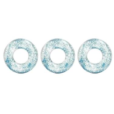 Imagem de Boia Circular Inflável Transparente Com Glitter 60cm PVC Resistente Resistente Cloro Rosa Azul Prateado Piscina Clube Boia Piscina(3,Azul Brilhante)