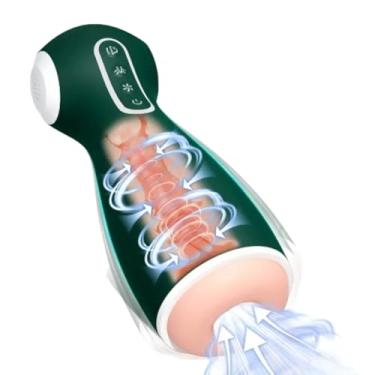 Imagem de Masturbador Masculino Recarregável Verde com Gemidos 3 Modos de Pulsação 10 Modos de Vibração