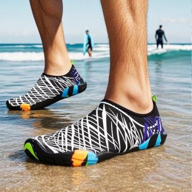 Imagem de Meias masculinas Barefoot Water Shoes de secagem rápida para praia, piscina, rio, trilhas, Branco, 10 Women/9 Men