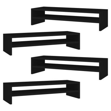 Imagem de Kit 04 Suportes Stand Base Tela Monitor Soft Elevado 65cm em MDF com 01 Prateleira - Desk Design