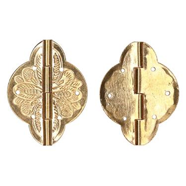 Imagem de YOUTHINK Mini Dobradiça de 2 Pacotes, Dobradiça de Gabinete de Latão Antigo para Guarda-roupa de Porta de Gaveta, Com Juntas de Pino Duplo, Juntas, Design de Superfície Plana, Polido,