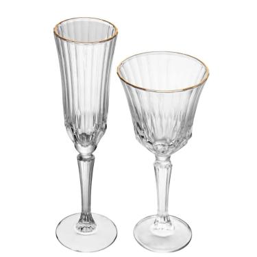 Imagem de Taça para Champanhe e Vinho Cristal Fio Ouro Belle Jour 12un Wolff