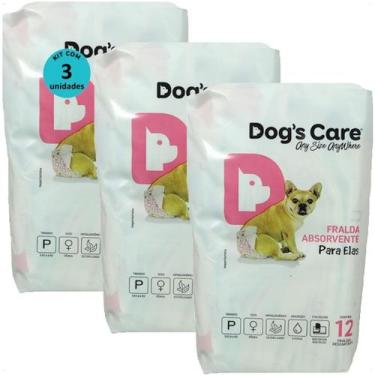Imagem de Fralda higiênica descartável dogs care p 12 un para cães fêmeas kit co