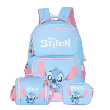 Imagem de Mochila Escolar de Costas Stitch Disney Lancheira Estojo Box - Luxcel