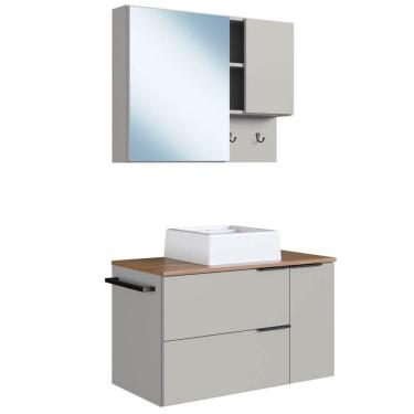 Imagem de Conjunto Gabinete Com Cuba E Espelheira 80cm Mel Arenas Proddy Mel