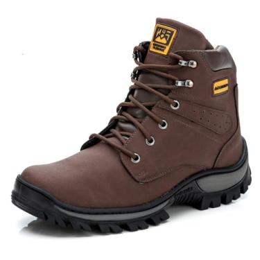 Imagem de Bota Coturno Tratorada Masculina Motociclista Palmilha EVA Biodegradavel Cano Medio Tamanho:39;Cor:Marrom;Gênero:Masculino;Departamento BS:Esporte