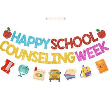 Imagem de Faixa Happy School Counseling Week - Sem decorações de aconselhamento escolar DIY para presentes e suprimentos de apreciação do conselheiro