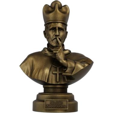 Imagem de Estátua Busto São João Nepomuceno - Mártir do Segredo da Confissão (Cor Ouro Velho)