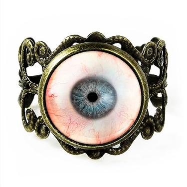 Imagem de Anel de globo ocular humano - Anel artesanal de filigrana realista com olho azul, Vidro, Sem pedra preciosa