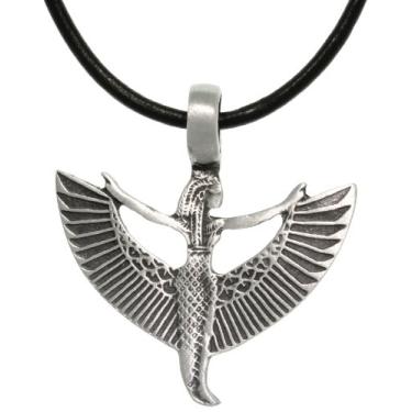 Imagem de Jewelry Trends Colar com pingente de proteção de estanho da deusa egípcia Maat Isis 45,7 cm