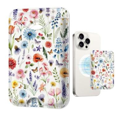 Imagem de TOXXU Carteira magnética floral retrô para Magsafe compatível com iPhone 17/16/15/14/13/12 Series Pro Max Plus Air (porta-cartão magnético para telefone com flores serve para 3 cartões para mulheres