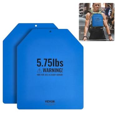 Imagem de VEVOR Placas de colete de peso, pares de 2,6 kg, placas ponderadas de aço premium, ajuste ergonômico contornado – WODs, peso adicional para coletes de peso, para treinamento de força, corrida, fitness