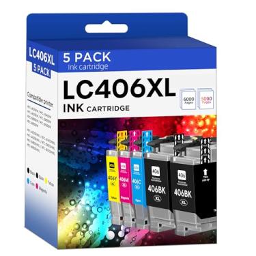 Imagem de Cartuchos de tinta LC406XL LC406 compatíveis com Brother LC 406XL LC 406 XL para MFC-J4335DW MFC-J5855DW MFC-J6555DW MFC-J4535DW MFC-J6955DW MFC-J4345DW MFC-J5955DW (pacote com 5, 2 BK/C/M/Y)