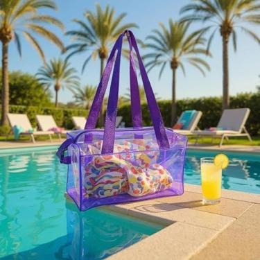 Imagem de Bolsa Transparente, Multiuso para Natação, Piscina, Balé, Escola, Academia e Trabalho – Resistente, Espaçosa e Impermeável (Roxo)
