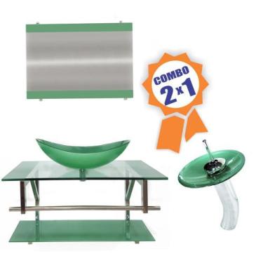 Imagem de Combo 2 em 1 - Gabinete 80cm Dinamarca + Torneira Ibiza - EKASA, Verde