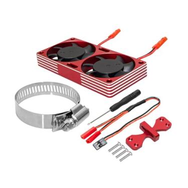 Imagem de Yunhgft Dissipador de Calor de Metal para Motor RC com Ventoinha Dupla, Instalação Ajustável, Motor de Alta Velocidade, Ampla Compatibilidade, Estrutura Leve, Vermelho