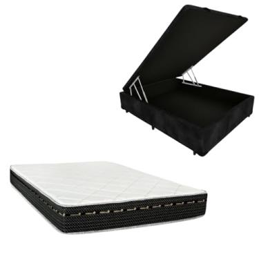 Imagem de Cama Box Baú Blindada com Colchão Eagle Molas Bonnel 22cm (SUEDE PRETO, Casal)