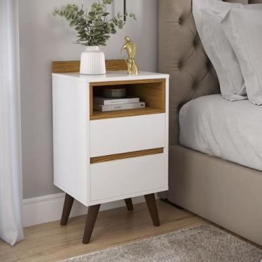 Imagem de Mesa de Cabeceira 2 Gavetas Alamo Duda Com Nicho Embutido Retrô - Move